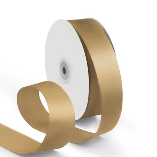 HimBen 1-1/2 Inch 100 Yards Satin Ribbon Champagne Gold, Solid Color Fabric Ribbon for Gift Wrapping, Wedding, Polyester Gift Ribbon for Birthday Party Decoration, Craft, Hair, Floral, Sewing