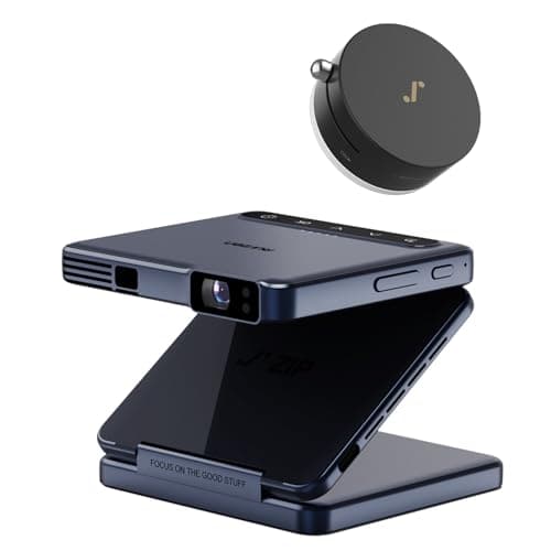 ZIP Tri-Fold DLP Truly Mini Projector Bundle with MagPlay Mount, Zero-Lag Focus, One-Click Screen Mirroring, Full-Screen Mode, Type-C Fast Charging, 5,000mAh Battery, Blue