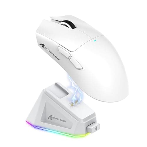 MAGIC-REFINER Attack Shark X11 59g Superlight Wireless Gaming Mouse with Magnetic RGB Charging Dock，BT/2.4G Wireless/Wired Mouse, 22000 DPI，5 Programmable Buttons for PC/Laptop/Mac（White）