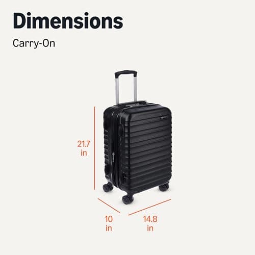 Amazon Basics 21" Hardside Carry-On Luggage with Spinner Wheels, Expandable for Up to 25% More Space, Scratch-Resistant Hard Shell, Telescoping Handle, Black 6