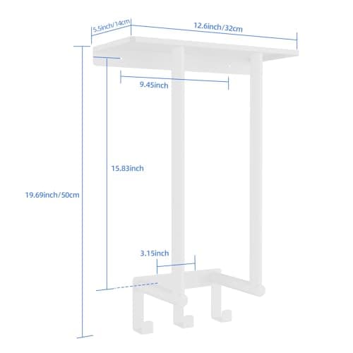 Towel Rack with Shelf and 3 Hooks, Bethom Towel Holders for Bathroom Wall Mounted, Metal White Towel Racks can Hold 3 Large Bath Sheets Blanket 6