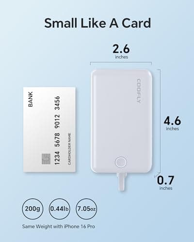 Ultra Slim Portable Charger, 10000mAh Magnetic Power Bank with Build-in USB-C Cable, 22.5W Max Fast Charging Battery Pack for iPhone 15/16 Series MacBook, Galaxy, iPad and etc. 7