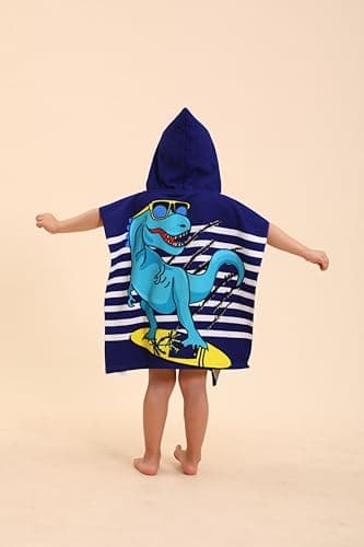 TEHALK Dinosaur Hooded Towels for Kids/Toddler/Boys/Girls, Poncho Beach Towels for Pool/Swimming, Towel Robes/Wearable Towel for Kids 2-10 5