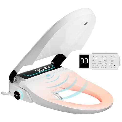 Electric Bidet Toilet Seat, Auto Open & Close Lid, Heated Toilet Seat with Thermostatic Warm Water & Dryer, Feminine & Front Rear Wash, Adjustable Water Pressure, Remote Control, Night Light