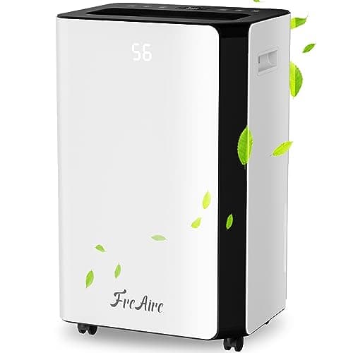 FreAire 4,500 Sq. Ft. Dehumidifiers for Basement Large Room | Humidity Control | 50 Pint with Auto or Manual Drainage for Home Bedroom Bathroom | 24H Timer | 3 Operation Modes | Safe Lock Ivory