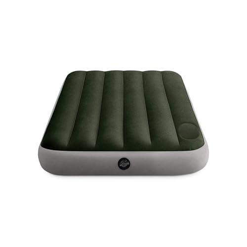 Intex 64763E Dura-Beam Standard Downy Air Mattress: Fiber-Tech – Queen Size – Built-in Foot Pump – 10in Bed Height – 600lb Weight Capacity 10