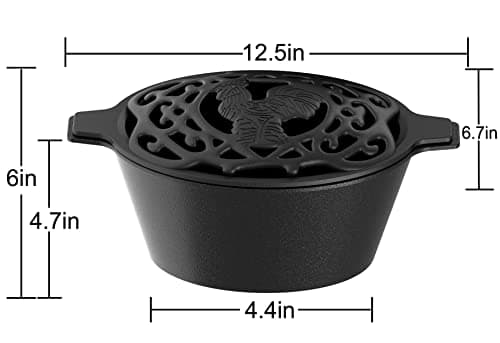 Fire Beauty Woodstove Steamer Stove Humidifier Cast Iron Lattice Top Rust Resistant 2.3 Quart Capacity (chicken) 5