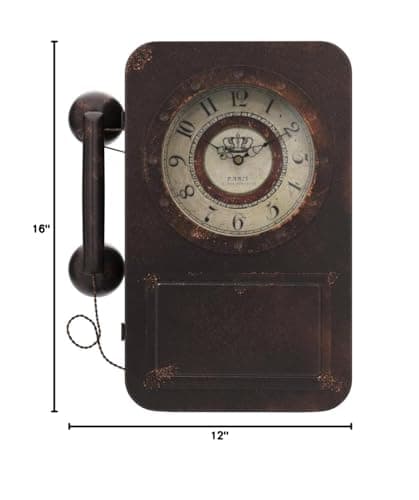 Abdurey Retro Old Telephone Wall Clock with Hidden Safe, Battery Operated Quartz Metal Wall Clocks, Large Rectangular Vintage Decor Clocks, for Farmhouse, Living Room(16" H x 12" W x 4" D) 8