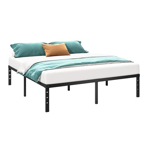 HLIPHA Metal Platform Bed Frame 14 Inch Tall,No Box Spring Needed,Queen Size Bed with Heavy Duty Strong Support Slats,Easy to Assemble,Black 8