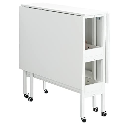 MELLCOM Home Hobby Craft Table with Storage Shelves, Mobile Folding Cutting Table for Large Fabric, Foldable Desk for Home Office Sewing Room Craft Room, Fixed Height 35.5in 8