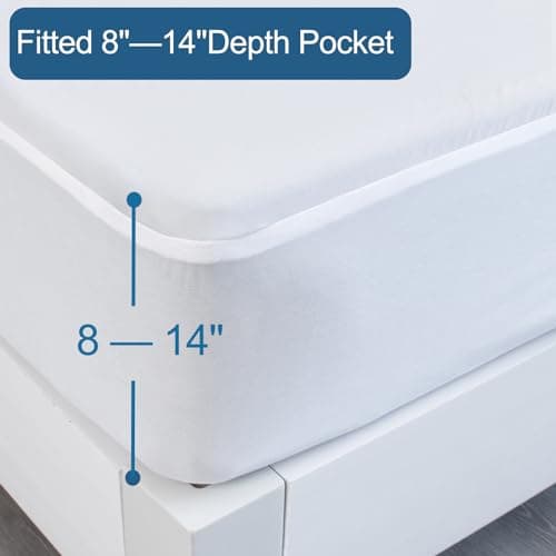 SPRINGSPIRIT Full Size Waterproof Mattress Protector, Full Mattress Cover Pad Waterproof with Deep Pocket up to 14’’, Bed Fitted Sheet 6