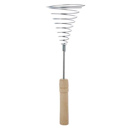 Stainless Steel Spring Coil Whisk 1 Pcs - Wire Whip Egg Whisk with Wooden Long Handle - Heavy Duty Whisks for Cooking
