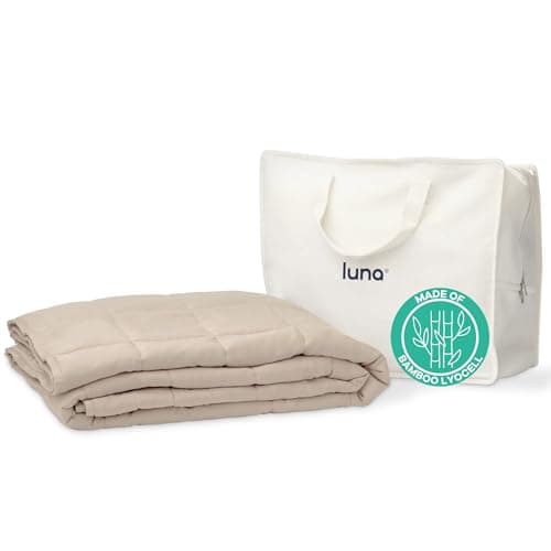 Luna Cooling Weighted Blankets for Adults - 100% Lyocell Rayon Soft Blanket Back to School Dorm Room Essentials - Travel Relaxation Gifts [20lbs - Queen - 60" x 80"] [Beige] - Imported