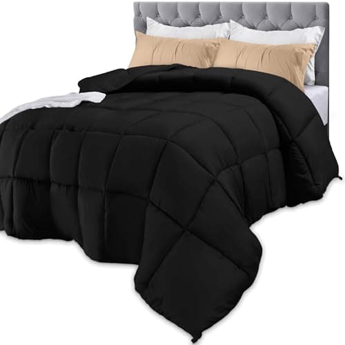 Utopia Bedding Comforters Twin Size, All Season Duvet Insert, Down Alternative Box Stitched Bed Comforter with Corner Tabs, Machine Washable (Black)