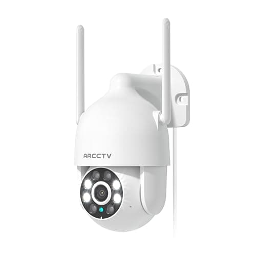 ARCCTV 2K Security Camera Outdoor, 2.4G/5G WiFi 24/7 Recording Security Camera, 360° PTZ Auto Tracking, Motion Tracking, Full Color Night Vision, Waterproof