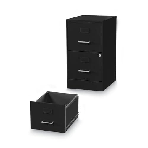 Alera Soho Vertical File Cabinet, 2 Drawers: File/File, Letter, Black, 14" X 18" X 24.1" 7
