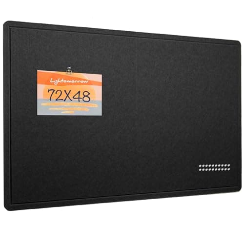 Lightomorrow Large Bulletin Board - 72 x 48 Inches, Decorative Felt Pin Board for Wall - 6' x 4' Foldable Photo Display Board with Self-Adhesive Tape, Includes 20 Push Pins - Black