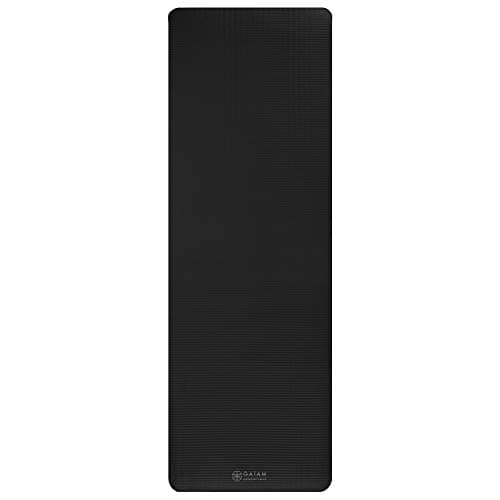 Gaiam Essentials Thick Yoga Mat Fitness & Exercise Mat with Easy-Cinch Carrier Strap, Black, 72"L X 24"W X 2/5 Inch Thick 10