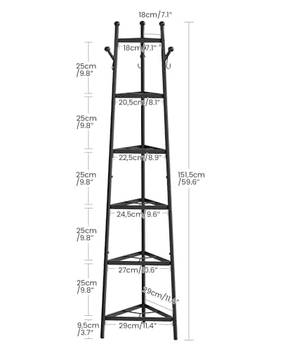 CHOEZON Pot Racks, 6-Tier Cookware Stand, Triangle Shelf Storage Tower for Kitchen, Pans Pots Storage Rack, Metal Wire Shelf Organizer, Corner Shelf, for Kitchen, Living Room, Black TPR15BB 6