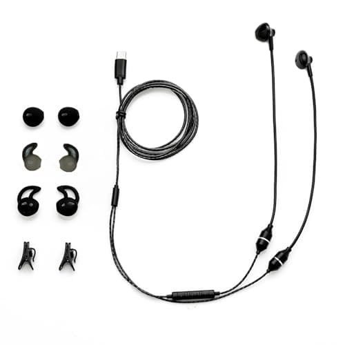 Sanxir Air Tube Headphones, Anti-EMF headsets with USB-C Jack, Air Tube Earphones with Radiation Protection, Volume Control, Comfortable Fit. (Black)