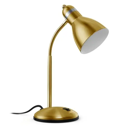 LEPOWER Metal Desk Lamp, Adjustable Goose Neck Table Lamp, Eye-Caring Study Desk Lamps for Bedroom, Study Room and Office (Gold) 8