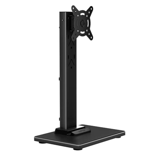 Suptek Single LCD Computer Monitor Free-Standing Desk Stand Mount Riser for 13 inch to 43 inch Screen with Swivel, Height Adjustable, Rotation, 50,75& 100mm Vesa Base Stand, Black
