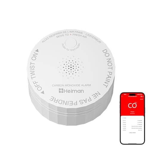 HEIMAN Smart Carbon Monoxide Detector, Wi-Fi Nano CO Alarm, ETL Listed Real-Time Push Notifications Battery Powered, Test-Reset Button, 2034 Standards, 10-Year Figaro Sensor, Portable for Trave