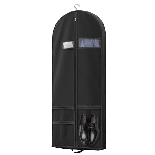 Travel Garment Bag with Zipper Pocket, Suit Bag for Suits, Dresses, Coats