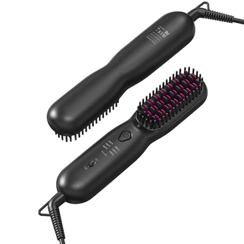 Hair Straightener Brush Dense Bristles Straightening Brush for Women Comb Quick Temperature Adjustment and Auto-Off Hair Accessories​ for Thick Curly Hair ​ (Black) 9