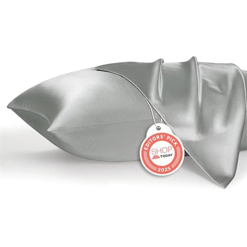 Bedsure King Size Satin Pillowcase Set of 2 - Silver Grey Pillow Covers for Hair and Skin with Envelope Closure, Similar to Silk Pillow Cases, Gifts for Women Men, 20x36 Inches, 2pcs