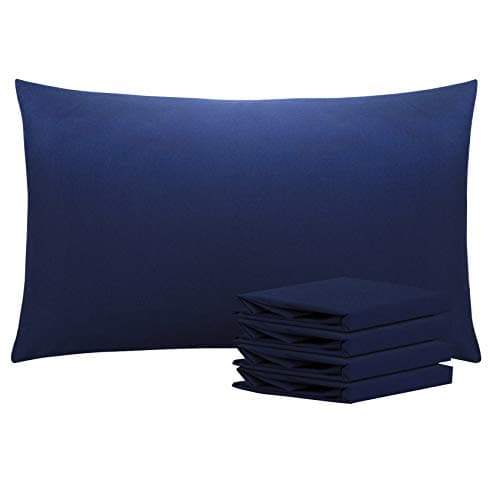NTBAY Queen Pillowcase Set - 4 Pack Brushed Microfiber 20x30 Pillowcases - Soft, Wrinkle-Free, Fade-Resistant, Stain-Resistant, Navy Blue Pillowcases with Envelope Closure - 20x30 Inches, Navy Blue