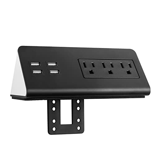 Desk Edge Mount Power Strips with USB Ports-UL Plug Outlets 1250 Joulets Surge Protector Tabletop Power Sockets for Nightstand/Home Office/Dormitory 4 USB Ports & 3AC Outlets