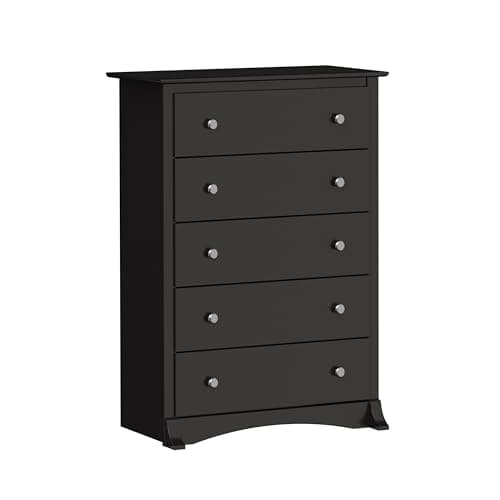 Prepac Sonoma Superior 5-Drawer Dresser for Bedroom - Spacious and Stylish Chest of Drawers, Measuring 17.75"D x 31.5"W x 44.75"H, In Black Finish