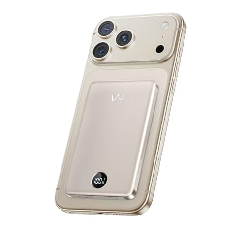 iWALK Magnetic Portable Charger, 5,000mAh Ultra-Slim Power Bank Wireless Charging Battery Pack with LED Power Display, Comfortable Grip Powerbank Compatible with iPhone 17/16/15/14/13 Series,Starlight