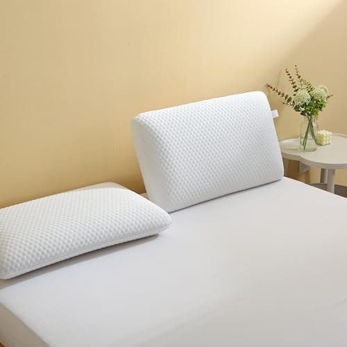 CSDLF Memory Foam Bed Pillows, Pillow for Side and Back Sleeper, Pillow for Neck Pain Relief, Washable Removable Cover, Soft, White (Queen) 6