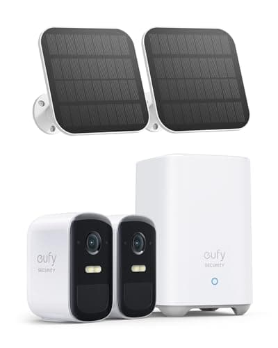 eufy Security eufyCam 2C Pro 2+1 Kit with Solar Panel 2W, Wireless Home Security System with 2K Resolution, 180-Day Battery Life, HomeKit Compatibility, IP67, Night Vision, and No Monthly Fee.