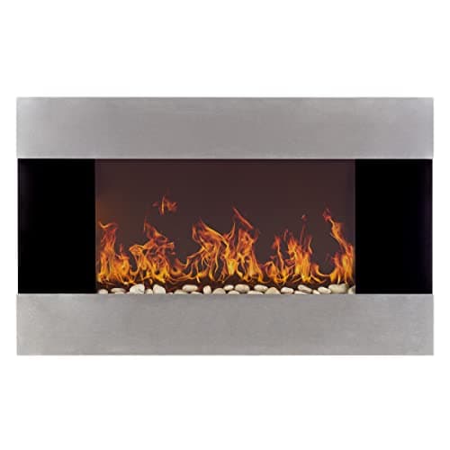 Wall-Mounted Electric Fireplace - Stainless Steel Fireplace Decor for The Living Room or Bedroom with 2 Heat Settings and Remote Control by Northwest, Black, 3.5”x36”x22”