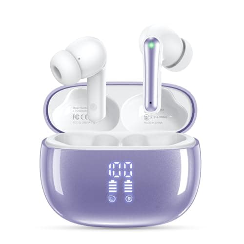 HUIFU Wireless Earbuds, Bluetooth Ear Buds Headphones, 40H Long Playtime, Stereo Deep Bass, LED Power Display, IPX7, Lightweight in Ear Earphone with Mic for iPhone Android Phone