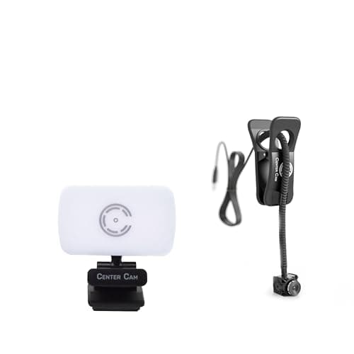 Center Cam Deluxe Package - Middle-Screen HD 1080p Webcam, LED Ring Light, Carrying Case, Conference Lighting Kit for Zoom Meetings and Video Calls