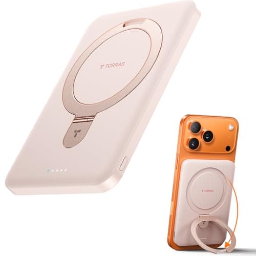 TORRAS EasyGo 0.45" Slim Magnetic Portable Charger Power Bank for iPhone, 5000mAh 22.5W Fast Charging Wireless Battery Pack Compatible with Magsafe, iPhone Air,Pro,Pro Max,17,16,15,14,13,12, Rose Gold