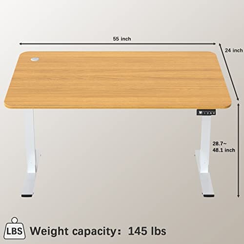 Furmax Electric Standing Desk, 45 x 24 Inches Sit Stand up Desk, Sit Stand Height Adjustable Home Office Desk with 4 Height Position Memory - with Splice Board (Brown, 45) 6