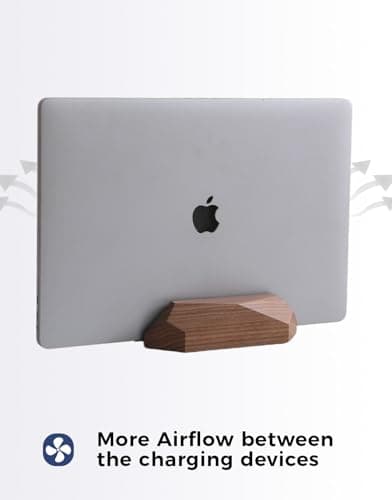 Nuvograin Adjustable Vertical Laptop Stand, MacBook Holder Wood, Wooden Laptop Stand,Vertical Laptop Holder for Desk, Width Adjustable Dock Fits All MacBook/Surface Pro 5