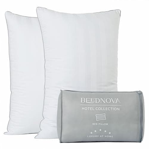 Beednova Hotel Collection Fluffy Bed Pillows King Size Set of 2- Down Alternative Pillow-Best Soft Pillows for Sleeping-Pillows for Side,Back and Stomach Sleepers-Relief Neck Pain - 20x34 in