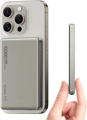 Kuulaa 10000mAh Magsafe Battery Pack 0.47IN Ultra Slim Magnetic Portable Charger Wireless Magsafe Power Bank Compatible with iPhone 16/15/14/13/12 Series