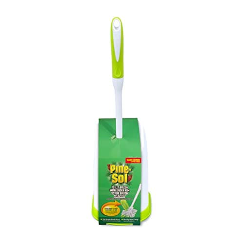 Pine-Sol Toilet Bowl Cleaner Brush with Holder | Heavy Duty Cleaning Wand with Under The Rim Scrubber, Non-Slip Handle, Storage Caddy | Bathroom Supplies, Yellow, Green 6