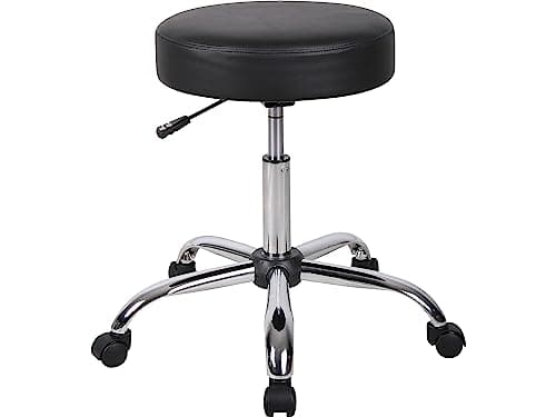 Boss Office Products Antimicrobial Vinyl Medical Spa Stool in Black