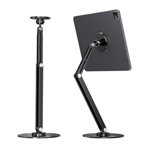 XAOSUN Tablet Stand Magnetic 16.9inches for ipad Stand Desk with Metal Circle Ring, Multi-Angle Desktop Adjustable Foldable Holder, 360°Rotation, Home Office Accessories