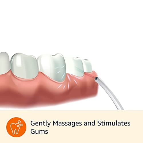 Amazon Basics HydroClean Portable Cordless Water Flosser for Teeth and Gums, 2 Pressure Tips, Removable Tank, 30 Seconds Water Capacity, 2 AA Batteries Included 7