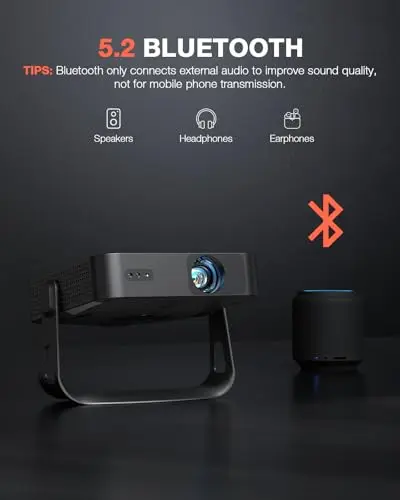 【360°Adjustable Stand & Auto Focus/Keystone】Mini Projector with WiFi and Bluetooth, Native 1080P Portable Outdoor Movie Projector, VOPLLS Home Projector 4K Support for HDMI/USB/AV/Phone/Laptop 7