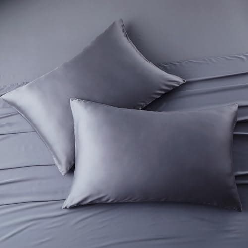 2 Pack Cooling Pillow Cases,Viscose Derived from Bamboo Pillow Protectors King Size Set of 2, 400 Thread Count Soft Silky Breathable Summer Pillow Cover with Zipper Hidden (2PCS, Darkgrey, King) 7